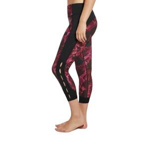 Calia mesh slit 7/8 legging Dusk Floral Woman’s Size Medium Black Pink Roses